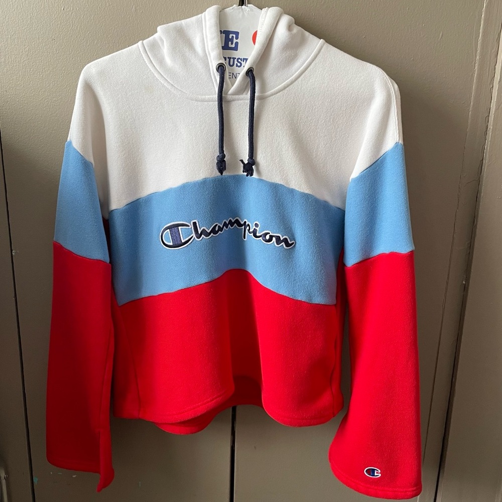 Champion Reverse Weave Red White & Blue CropHoodie